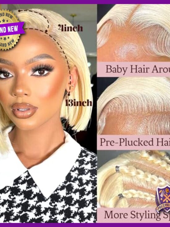 13x4 HD Lace Front Wig Human Hair 180% Density Straight 12 Inch main image 4